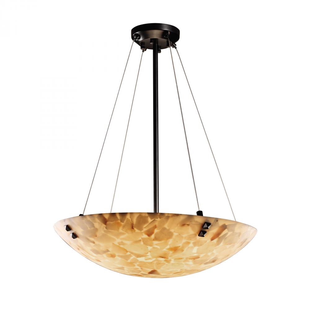 24" LED Pendant Bowl w/ PAIR SQUARE FINIALS
