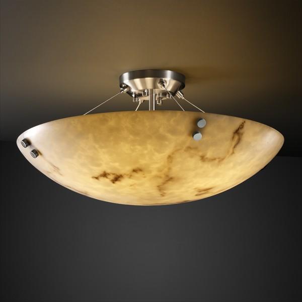 24" LED Semi-Flush Bowl w/ PAIR CYLINDRICAL FINIALS