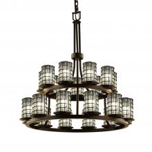 Justice Design Group WGL-8767-10-GRCB-DBRZ - Dakota 21-Light 2-Tier Ring Chandelier