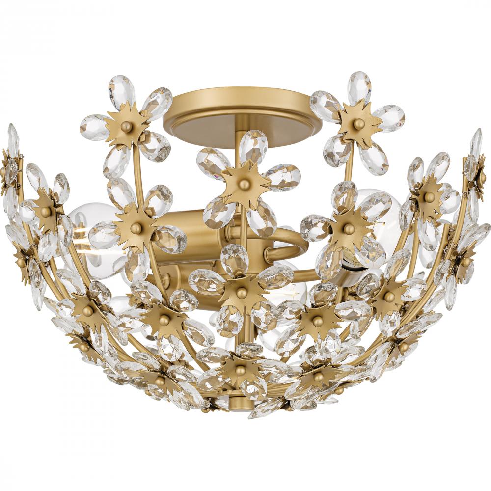 Rosemary 3-Light Soft Gold Semi-Flush Mount