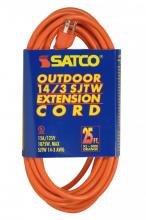 Satco Products Inc. 93/5008 - 25 Foot Orange Heavy Duty Outdoor Extension Cord; 14/3 Ga. SJTW-3 Orange Cord With Sleeve; 15A-125V;