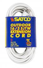 Satco Products Inc. 93/5027 - 35 Foot White Heavy Duty Outdoor Extension Cord; 16/3 Ga. SJTW-3 White Cord With Sleeve; 13A-125V;