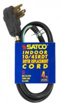 Satco Products Inc. 93/5031 - 4 Foot, 4 Wire Heavy Duty Replacement Dryer Cord; 10-4 SRDT Black Round; Indoor Use Only;