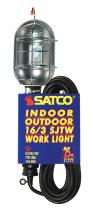 Satco Products Inc. 93/5050 - 25 Foot, 3 Wire Black Metal Trouble Light With Cage And Yellow Outlet; Indoor And Outdoor Use;