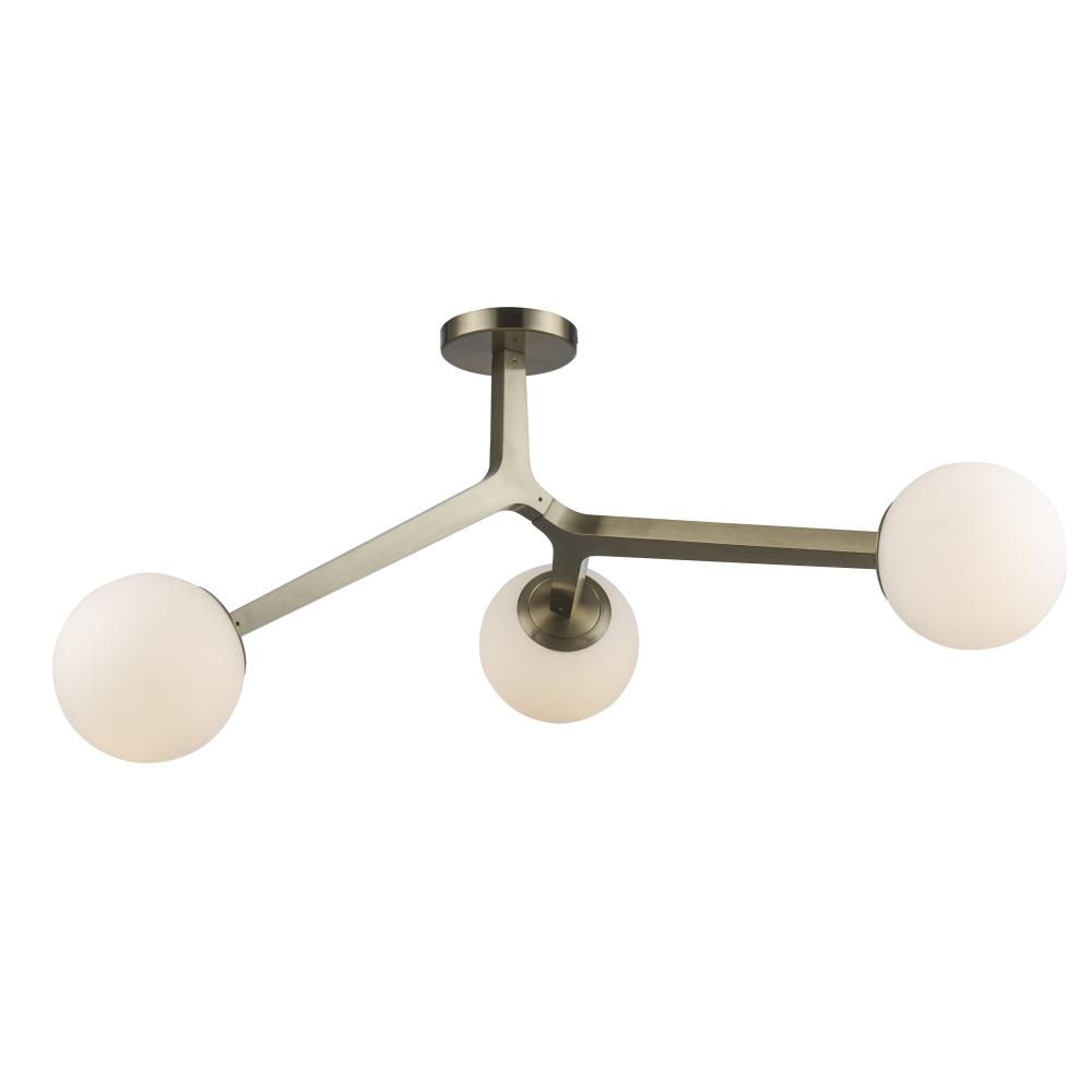 3LT SEMIFLUSH-ANGLED ARMS-WHIT
