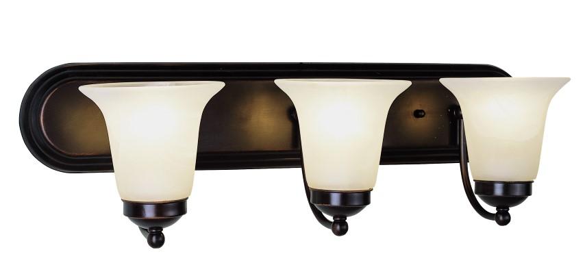 Rusty Collection 3-Light, Glass Bell Shades Vanity Wall Light