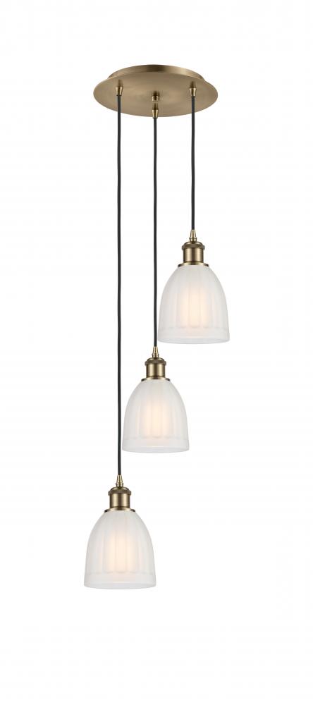 Brookfield - 3 Light - 12 inch - Antique Brass - Cord Hung - Multi Pendant