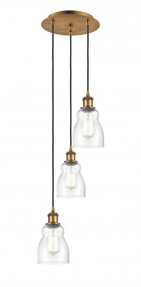 Ellery - 3 Light - 12 inch - Brushed Brass - Cord Hung - Multi Pendant