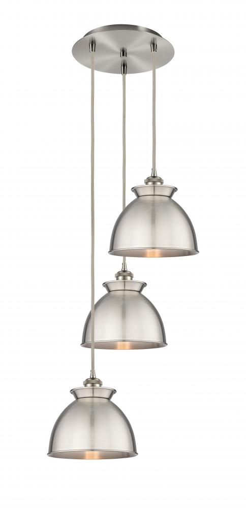 Adirondack - 3 Light - 15 inch - Brushed Satin Nickel - Cord hung - Multi Pendant