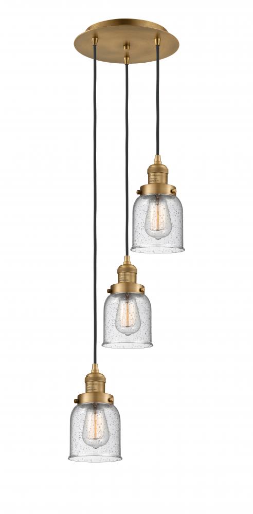 Cone - 3 Light - 12 inch - Brushed Brass - Cord hung - Multi Pendant