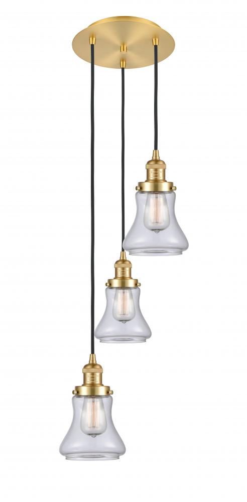 Bellmont - 3 Light - 13 inch - Satin Gold - Cord hung - Multi Pendant