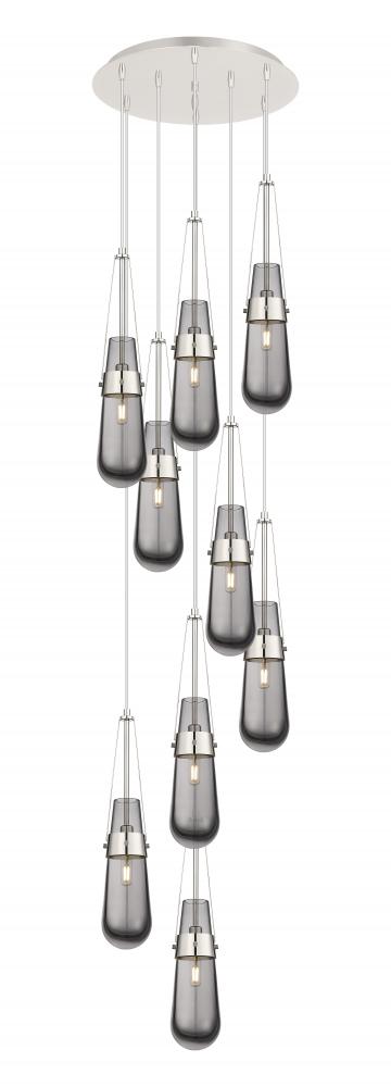 Milan - 9 Light - 19 inch - Polished Nickel - Multi Pendant