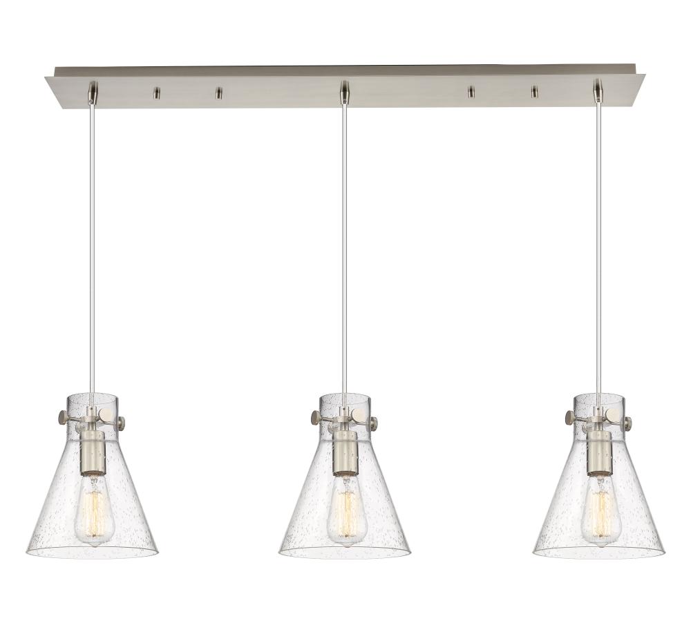 Newton Cone - 3 Light - 40 inch - Brushed Satin Nickel - Linear Pendant