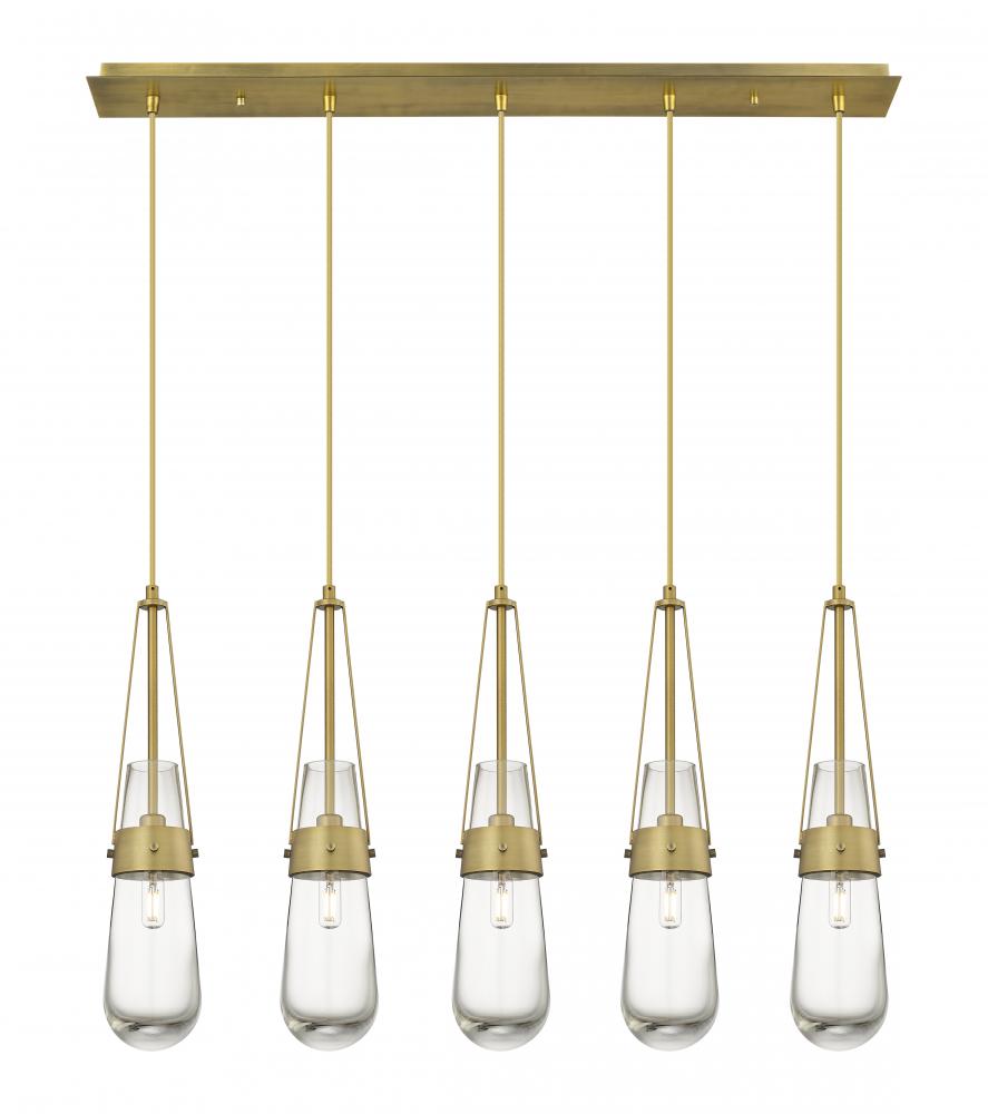 Milan - 5 Light - 36 inch - Brushed Brass - Linear Pendant