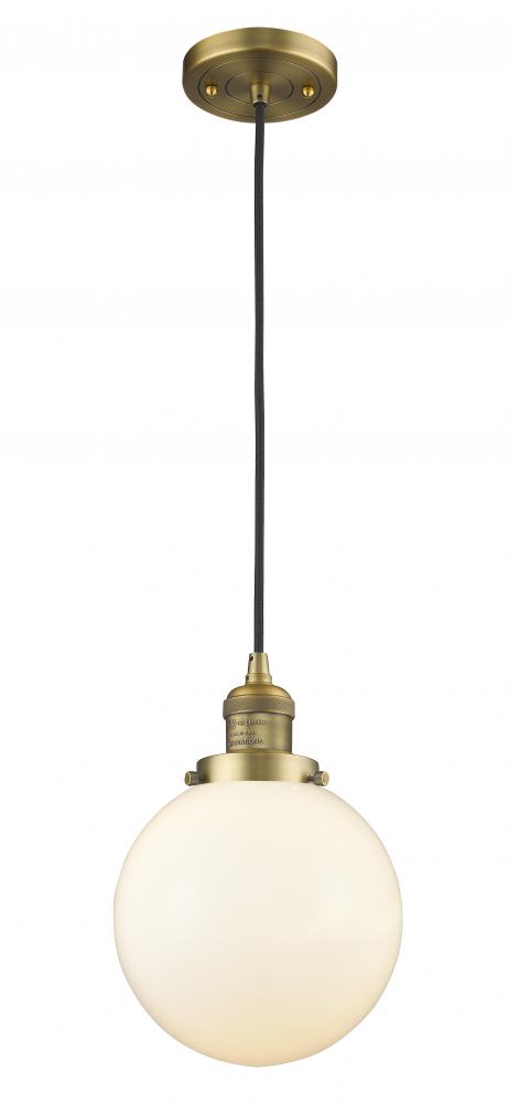 Beacon - 1 Light - 8 inch - Brushed Brass - Cord hung - Mini Pendant