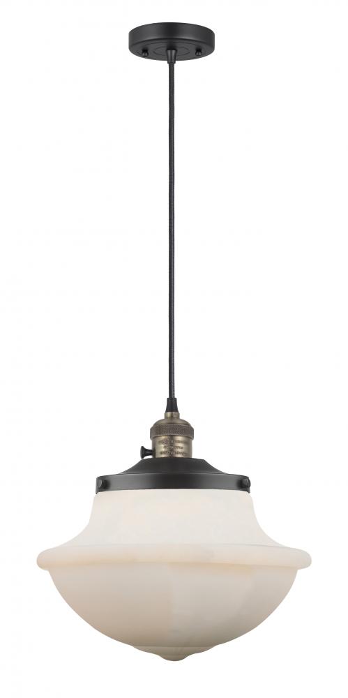 Oxford - 1 Light - 12 inch - Black Antique Brass - Cord hung - Mini Pendant