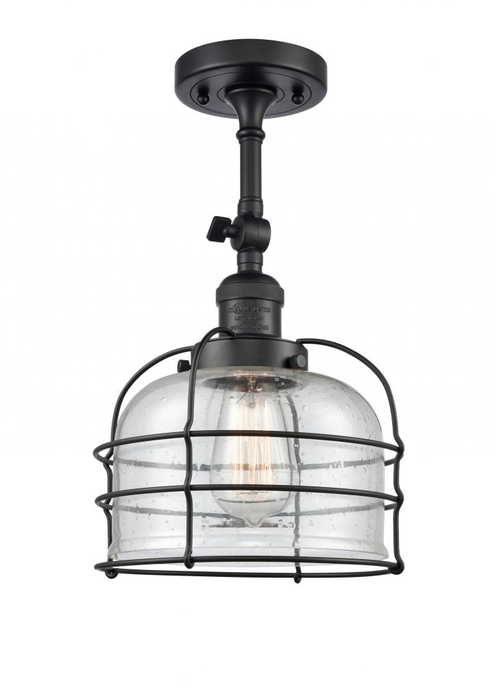 Bell Cage - 1 Light - 9 inch - Matte Black - Semi-Flush Mount