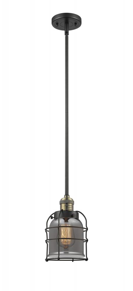 Bell Cage - 1 Light - 6 inch - Black Antique Brass - Stem Hung - Mini Pendant