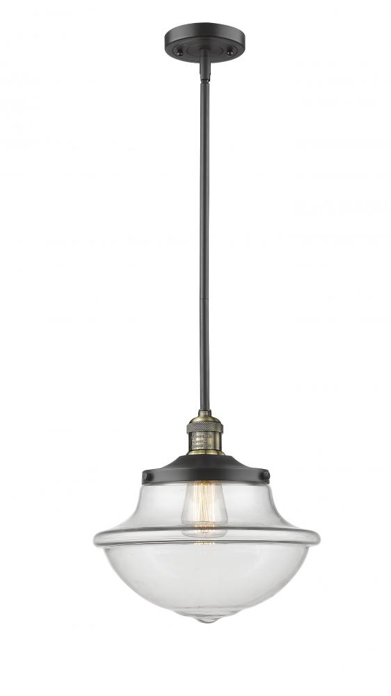 Oxford - 1 Light - 12 inch - Black Antique Brass - Stem Hung - Mini Pendant