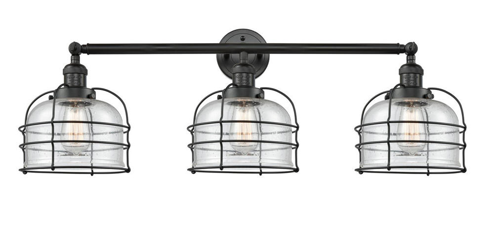 Bell Cage - 3 Light - 34 inch - Matte Black - Bath Vanity Light