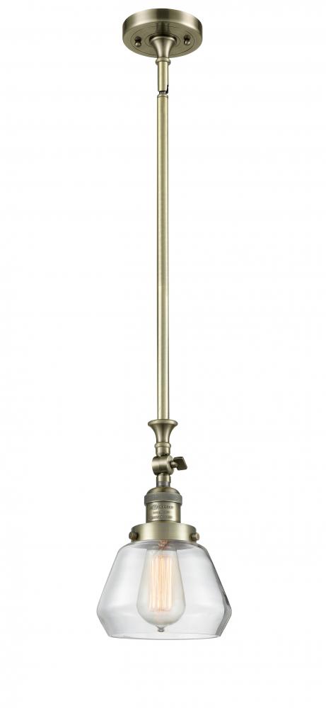 Fulton - 1 Light - 7 inch - Antique Brass - Stem Hung - Adjustable Mini Pendant