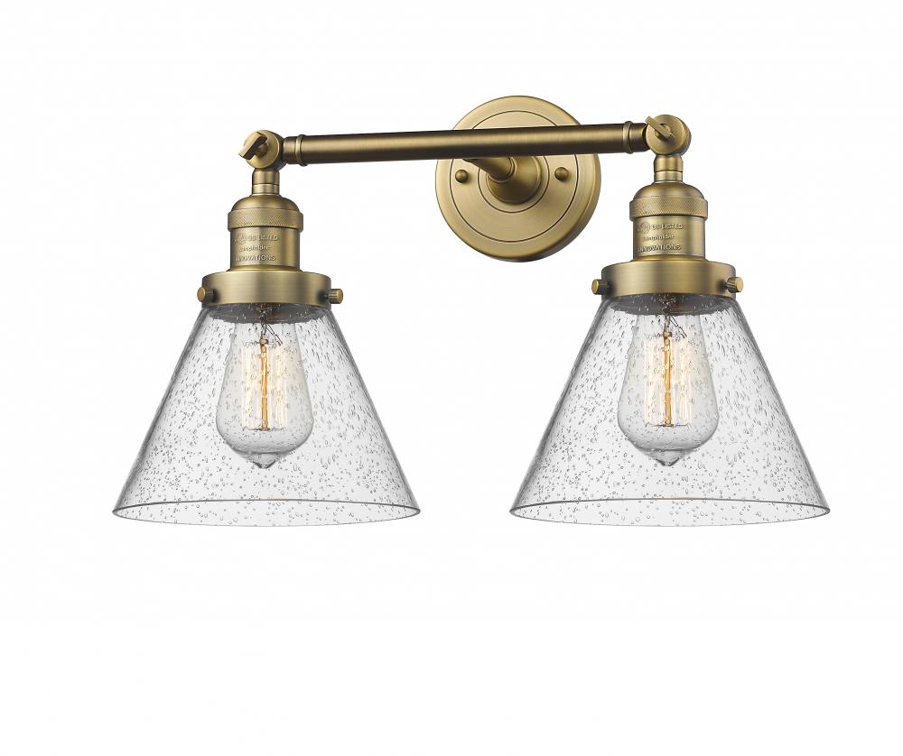 Cone - 2 Light - 18 inch - Brushed Brass - Bath Vanity Light