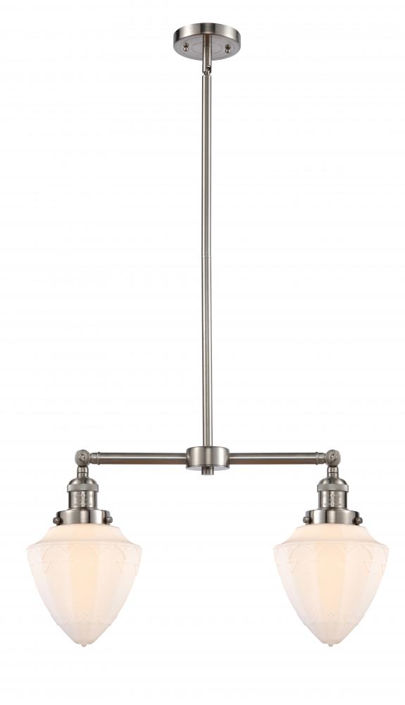 Bullet - 2 Light - 24 inch - Brushed Satin Nickel - Stem Hung - Island Light