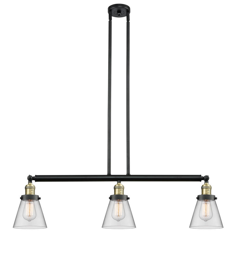 Cone - 3 Light - 39 inch - Black Antique Brass - Stem Hung - Island Light