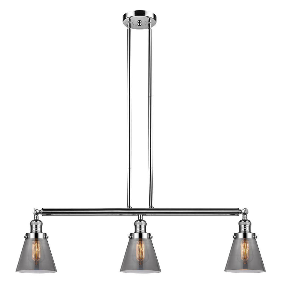 Cone - 3 Light - 39 inch - Polished Nickel - Stem Hung - Island Light