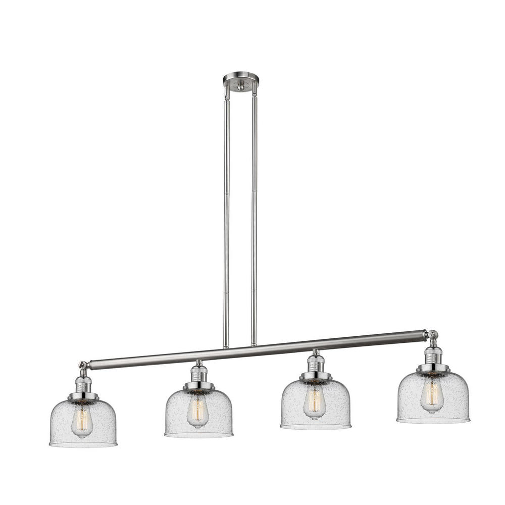 Bell - 4 Light - 53 inch - Brushed Satin Nickel - Stem Hung - Island Light