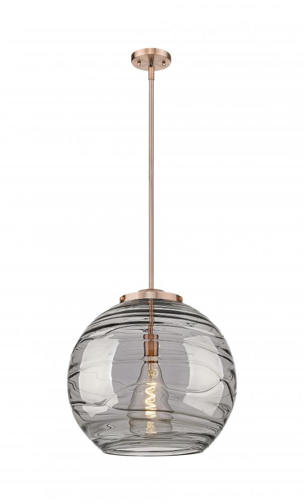 Athens Deco Swirl - 1 Light - 18 inch - Antique Copper - Cord hung - Pendant