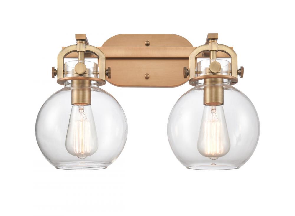 Newton Sphere - 2 Light - 17 inch - Brushed Brass - Bath Vanity Light