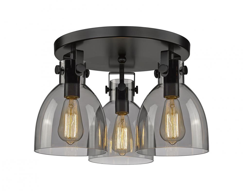 Newton Bell - 3 Light - 18 inch - Matte Black - Flush Mount