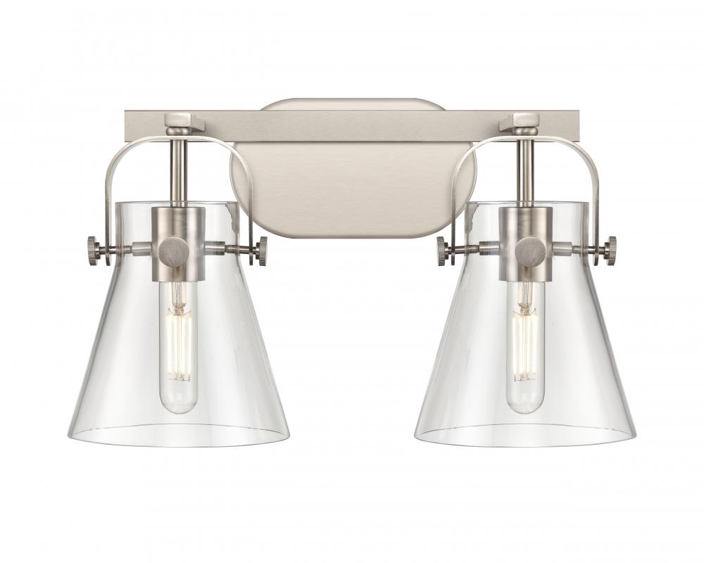 Pilaster II Cone - 2 Light - 17 inch - Satin Nickel - Bath Vanity Light