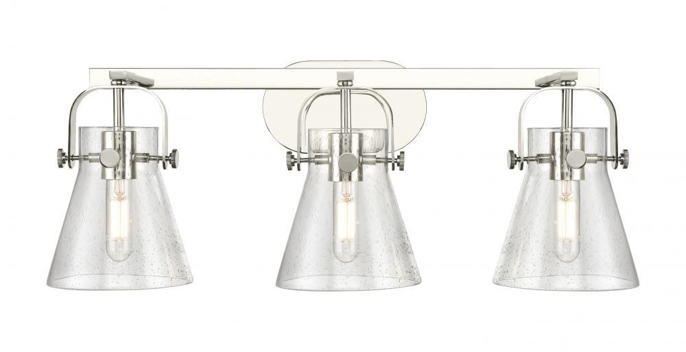 Pilaster II Cone - 3 Light - 27 inch - Polished Nickel - Bath Vanity Light