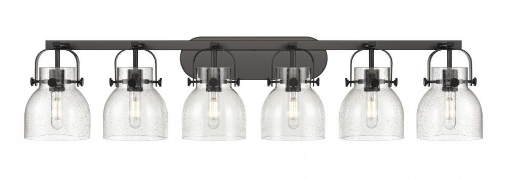 Pilaster II Bell - 6 Light - 46 inch - Matte Black - Bath Vanity Light