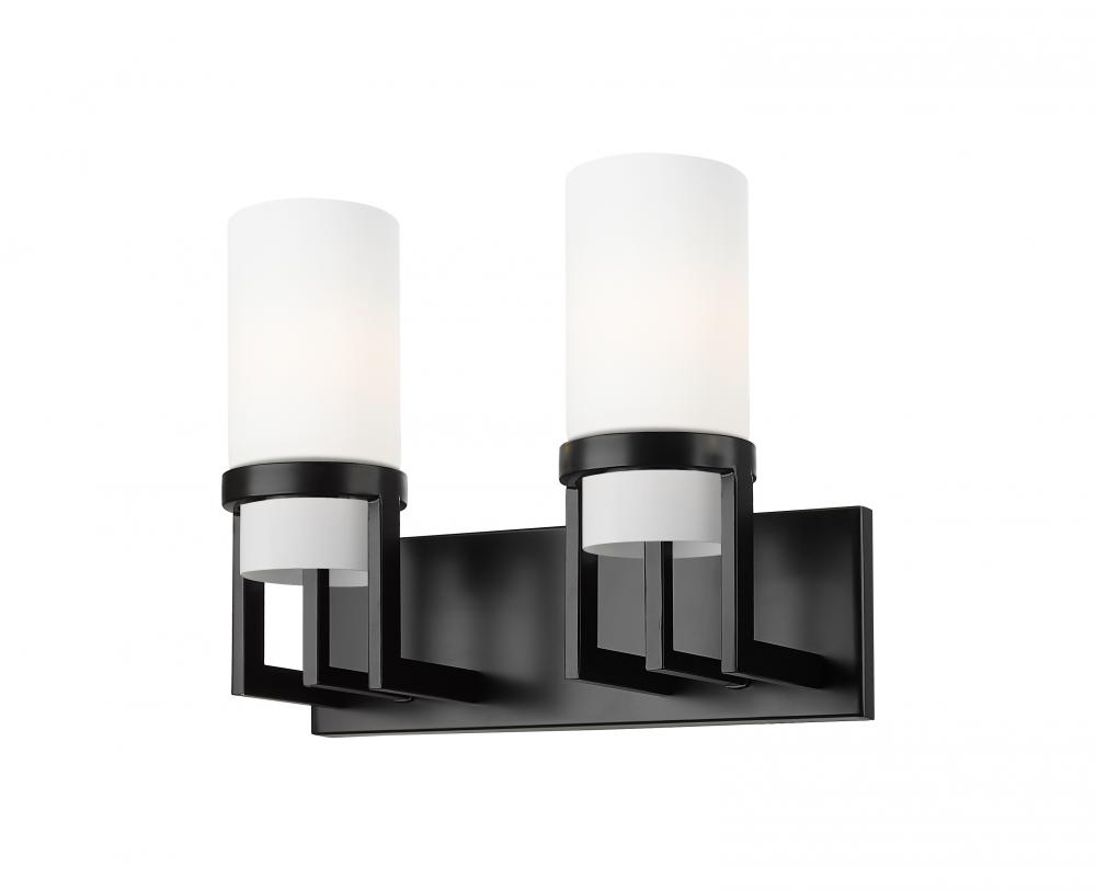 Utopia - 2 Light - 15 inch - Matte Black - Bath Vanity Light