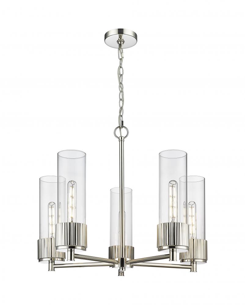 Bolivar - 5 Light - 25 inch - Polished Nickel - Chain Hung - Chandelier