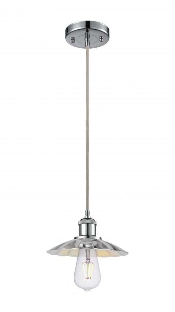 Scallop - 1 Light - 8 inch - Polished Chrome - Cord Hung - Mini Pendant