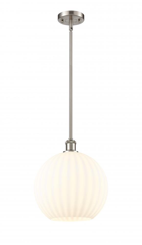 White Venetian - 1 Light - 12 inch - Brushed Satin Nickel - Mini Pendant