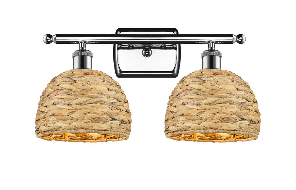 Woven Rattan - 2 Light - 18 inch - Polished Chrome - Bath Vanity Light