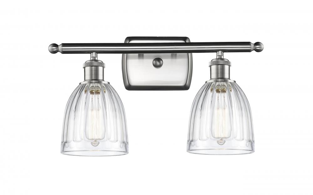 Brookfield - 2 Light - 16 inch - Brushed Satin Nickel - Bath Vanity Light