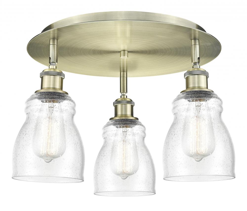 Ellery - 3 Light - 17 inch - Antique Brass - Flush Mount