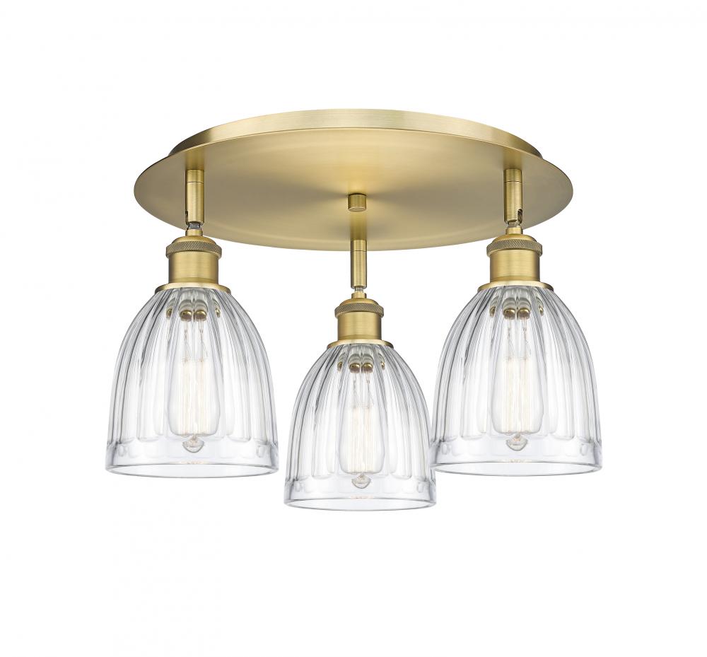 Brookfield - 3 Light - 18 inch - Brushed Brass - Flush Mount