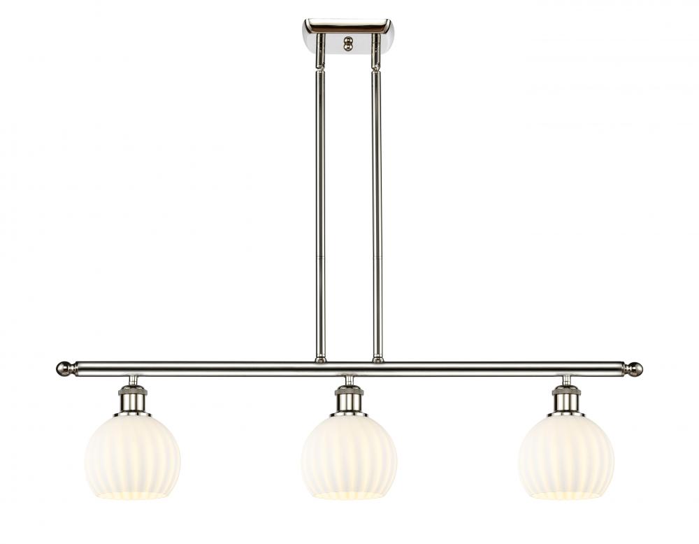 White Venetian - 3 Light - 36 inch - Polished Nickel - Stem Hung - Island Light