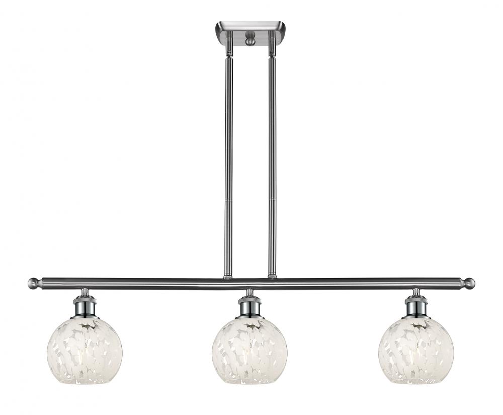 White Mouchette - 3 Light - 36 inch - Brushed Satin Nickel - Stem Hung - Island Light