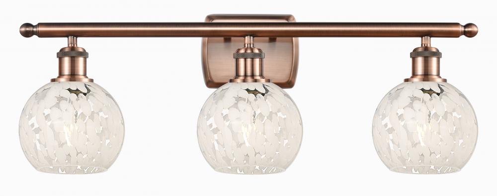 White Mouchette - 3 Light - 26 inch - Antique Copper - Bath Vanity Light