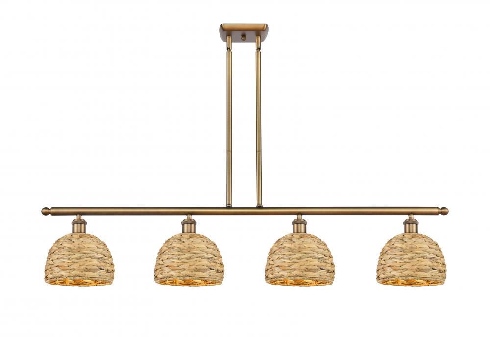 Woven Rattan - 4 Light - 48 inch - Brushed Brass - Multi Pendant