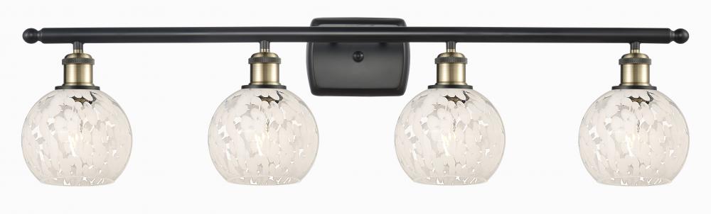 White Mouchette - 4 Light - 36 inch - Black Antique Brass - Bath Vanity Light