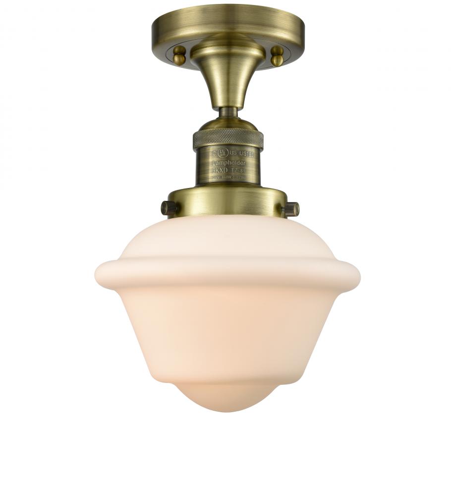 Oxford - 1 Light - 8 inch - Antique Brass - Semi-Flush Mount